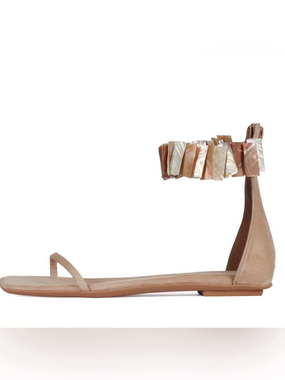 Jeffrey Campbell Nude Beaded Ankle-Strap Sandals (shoe25)